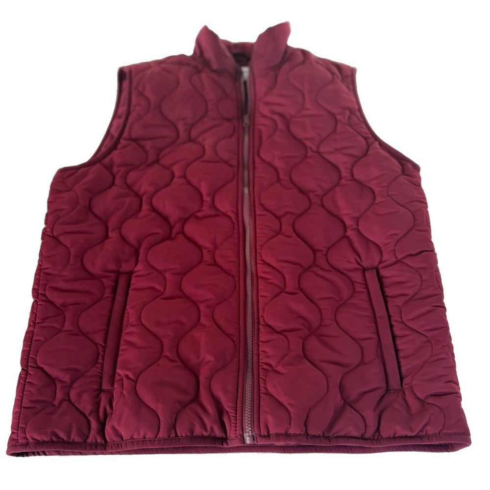 Goodfellow & Co Burgundy Quilted Vest Size L Polar Fleece Lined Full Zip